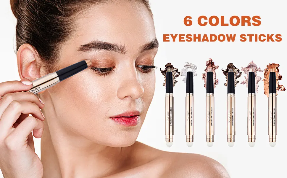 Miioto Eyeshadow Stick Set 3 PCs Shadow Makeup Pen Cream Pencil Crayon Eyeshadow Pen With Brush Eye Brightener Stick Waterproof Smoky Eyeshadow Set (02) - product information 2