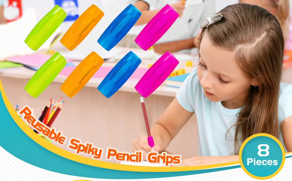 Pencil Grips 8 Pack Colorful Silicone Pencil Grips Ergonomic Writing Aid for Kids Adults - product information 1