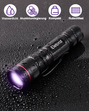 Eletorot UV Flashlight LED Hand Lamp Blacklight Detector for Counterfeit Paper Money or Dried Urine Stains - product information 8
