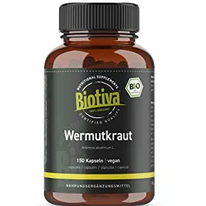 Biotiva Warmraut capsules bio 150 pieces - 400mg - wormwood - guaranteed without additives - bottled and checked in Germany (DE - KO -005) 150 pieces (1 Pack) - Wermut