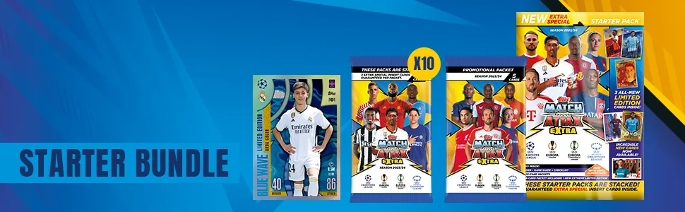 Topps Match Attax Extra 2024 - Eco Pack (RedUced Packaging Version) - 36 Match Attax Cards (3 packages) Plus 1 Random Extreme Limited Edition Card - Match Attax Extra 2024 wird mit einem Starterpaket geliefert