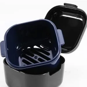 Loquick denture box with sieve prosthesis box retainer container portable container for false teeth hygienic denture container for incorrect teeth storage (black) - product information 3