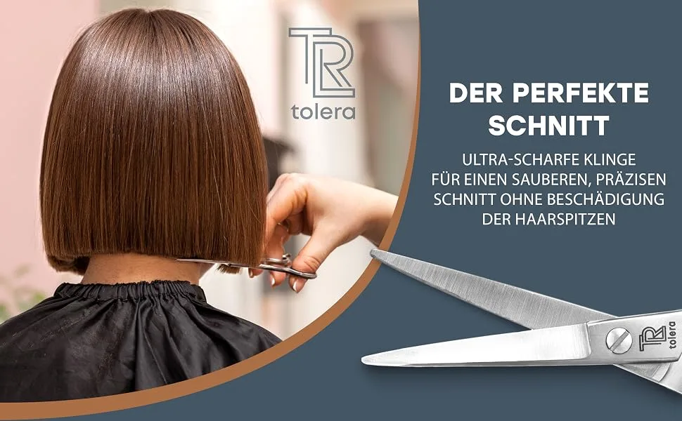 TOLERA hairdressing scissors including case | hair scissors - sharp & precise - unisex hair cutting scissors (silver) - Der perfekte Schnitt