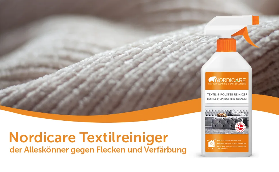 Nordicare upholstered cleaner 500ml spray for sofa auto & textile I textile cleaner extremely productive i carpet cleaner stain remover upholstery cleaner 500 ml (1 Pack) - textilreiniger sofa auto couch