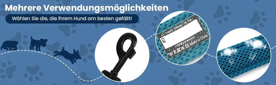 Kaka mall dog leash high density nylon material reflective design good for training and daily use dog leash padded blue 2.5 * 120cm 2 m (1 Pack) blue - PETTOM Hundeleine
