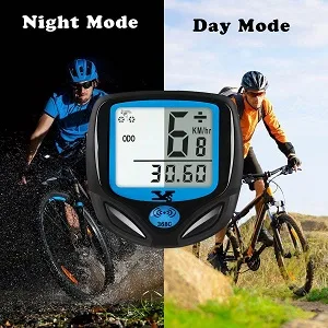 Bicycle computer digitally wirelessly bicycle axis waterproof wireless kilometer counter with automatic waking up and LCD backlight white - day night mode