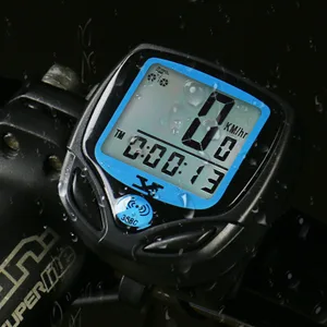 Bicycle computer digitally wirelessly bicycle axis waterproof wireless kilometer counter with automatic waking up and LCD backlight white - waterproof