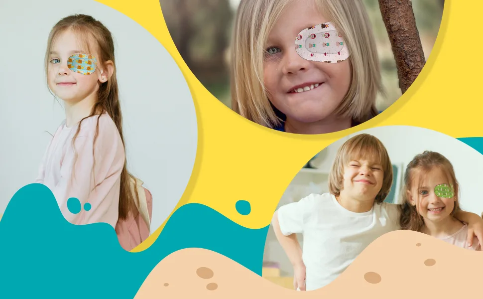 Andicage cute self-adhesive eye flaps for children with 3 different designs one-way eye flap pad for amblyopia Lazy Eye 60 pieces - 1 Stück