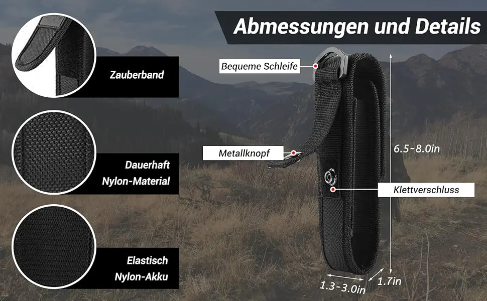 Flashlight Protective Case 205mm Molle LED Flashlight Holster Bag for Hunting Camping Hiking Outdoor - Taschenlampe Holster