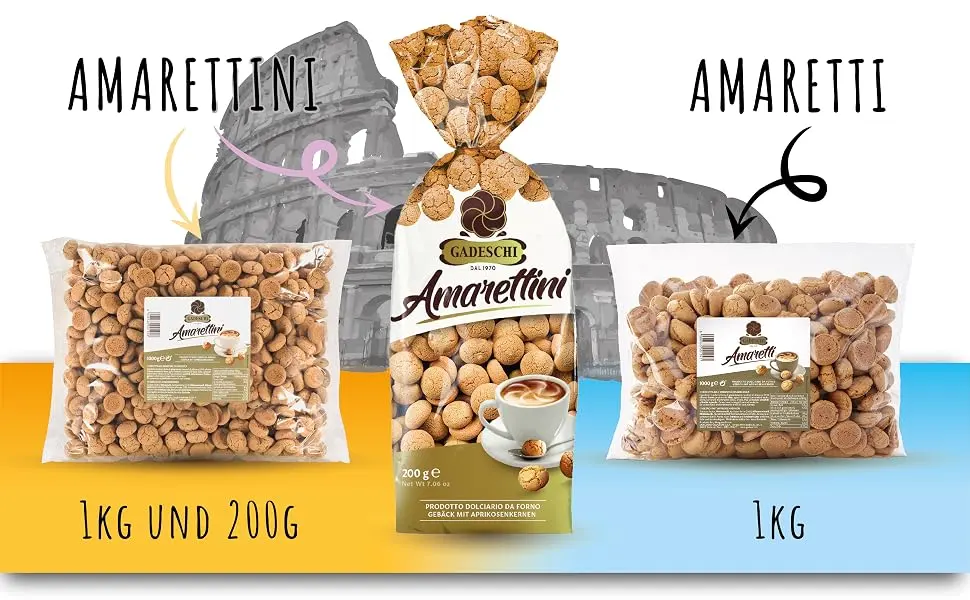 Gadeschi Amaretti 1kg Italian biscuits suitable for coffee or hot drinks 1000 g (1 pack) - auswahl amaretti