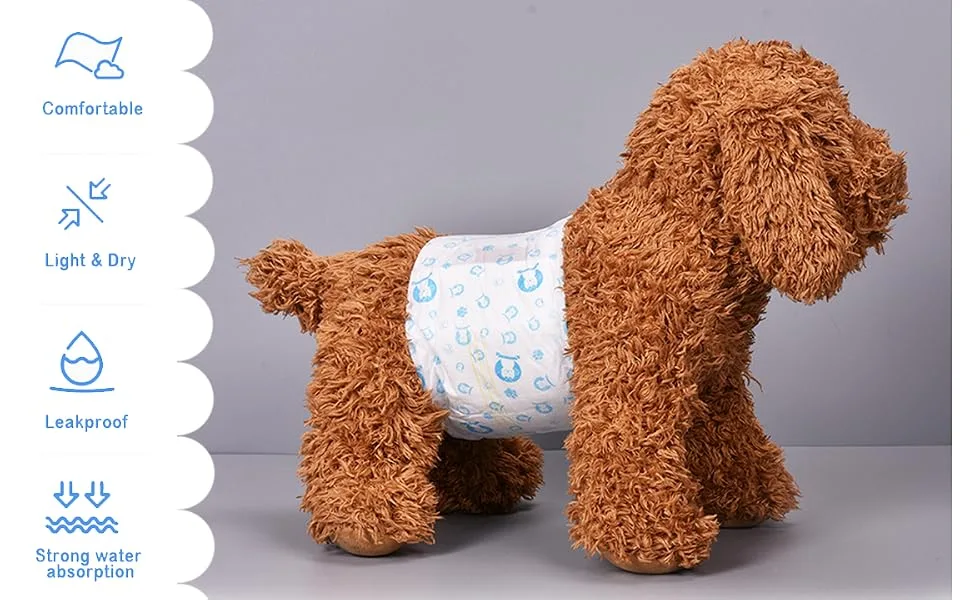 BPS BPS-2204 x 2 Disposable Dog Pet Diapers 16 Pack Super Absorbent Hygienic 4 Sizes (S) - product information 1