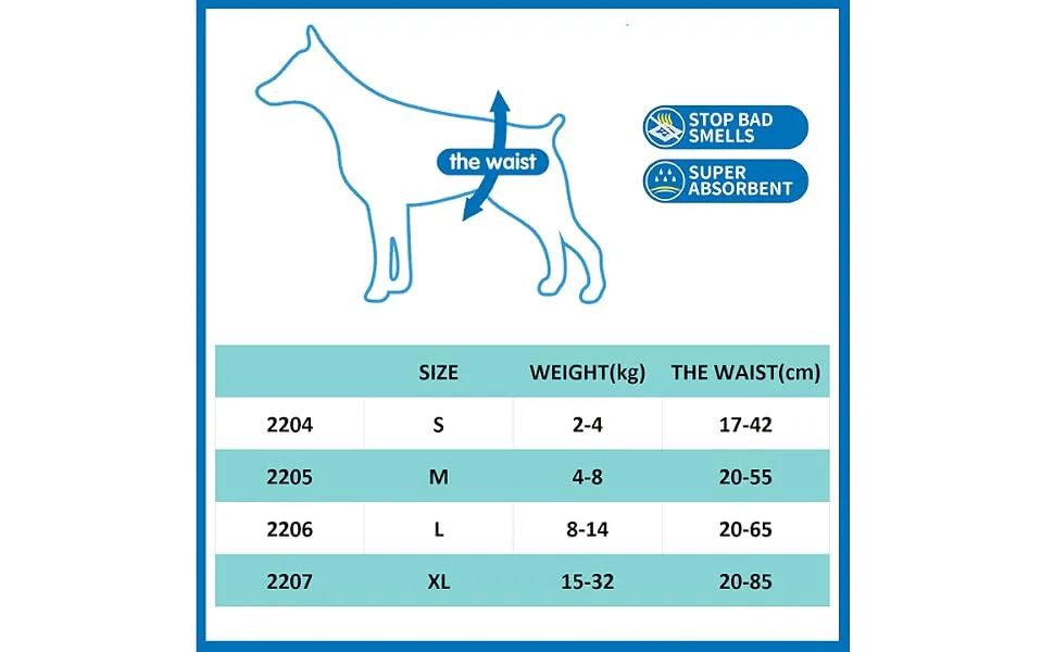 BPS BPS-2204 x 2 Disposable Dog Pet Diapers 16 Pack Super Absorbent Hygienic 4 Sizes (S) - product information 7