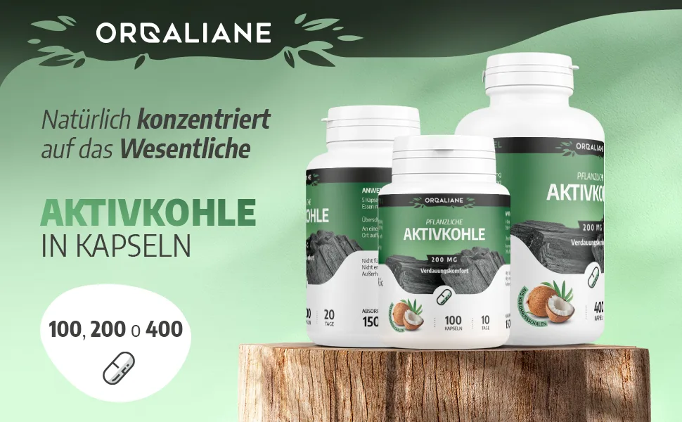 Active Charcoal 200 mg - 400 capsules 400 pieces (1 pack) - Aktivkohle 1