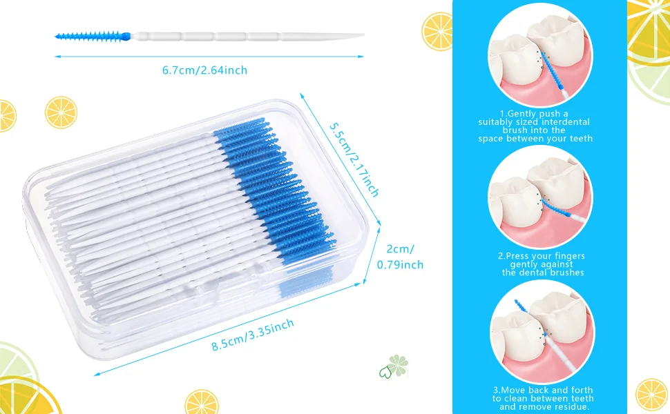 220pcs Interdental Brushes 2 in 1 Silicone Toothbrushes Dental Floss Picks Toothbrushes for Braces Teeth Cleaning Blue - 1 Stück