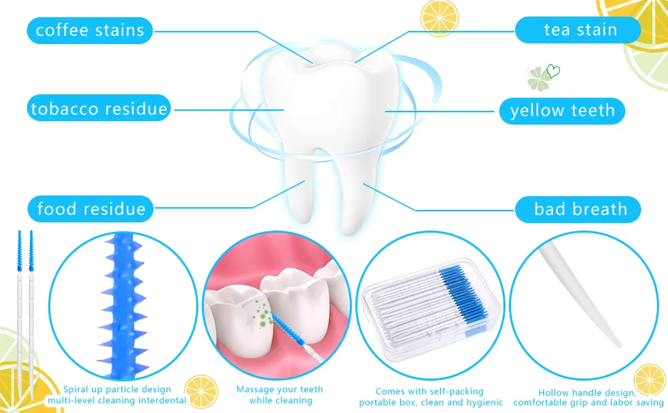 220pcs Interdental Brushes 2 in 1 Silicone Toothbrushes Dental Floss Picks Toothbrushes for Braces Teeth Cleaning Blue - 1 Stück