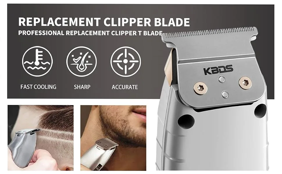 KBDS T Blades, T Blade Replacement for Trimmer 2 sets (Ceramic T Blade + Sliver Steel Blade) - replacement clipper blades