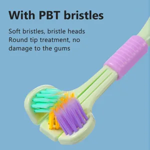 4 Pack Three Head Toothbrush Toothbrush with Soft Bristles Toothbrush Bristles Travel Toothbrush for Adults V-shaped Toothbrush - 10352851-3