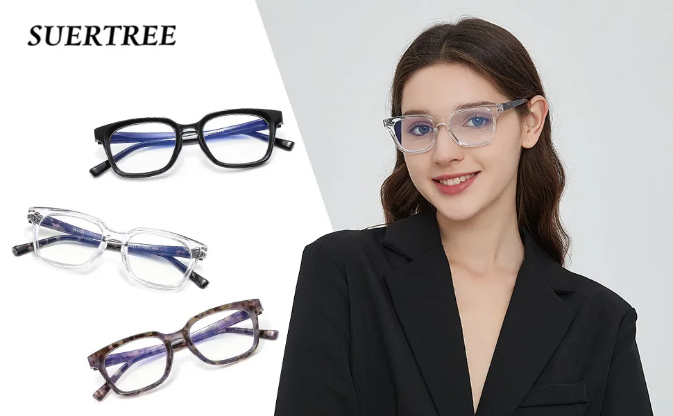 Suertree reading glasses Blue light filter glasses 3 Pack Stylish reader optics anti-blue visual aid for women men quality spring hinge reading aid 2.5x BM671 2.5x dioptria 3PC - fashion reading glasses