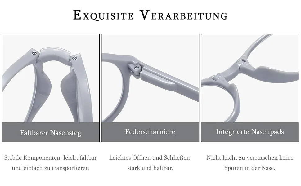Vevesmundo blue light filter round reading glasses foldable foldable folding glasses folding glasses men women small compact reading aid visual aid glasses with case 3 pieces anti blue light reading glasses 2.0 x x - nerdbrille mit stärke herren,lesebrille nerd damen herren,lesebrille kunststoff damen rund herren