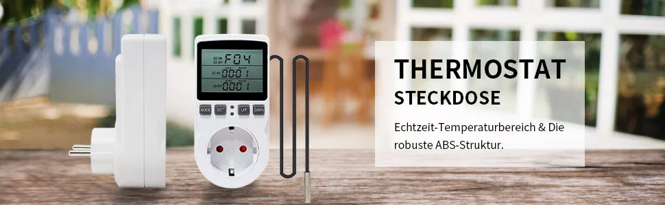 OrangeClub Digital temperature controller sockets with a sensor socket LCD screen heating cool temperature switch 230V thermostats for greenhouse farm temperature controller/terrarium thermostat - Thermostat Steckdose