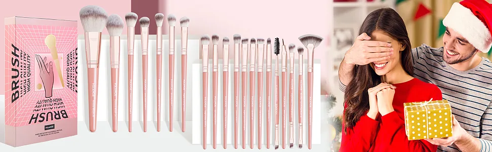 Makeup Brushes, MAANGE 20Pcs Makeup Brush Set Premium Synthetic Foundation Face Powder Blush Concealers Make Up Brushes Sets with Gift Box(Pink) - foundation brushes