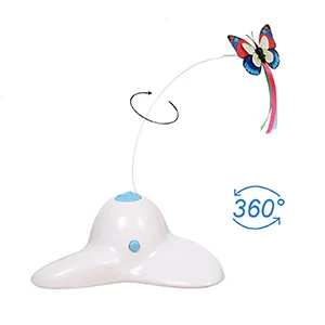 Pawsayes Interactive Indoor Cat Toy with 360 Rotating Butterfly 2 Refill Packs Yellow - kitten toy