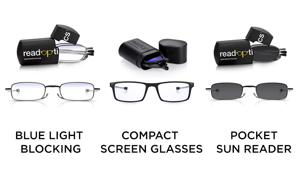 Read Optics Folding Reading Glasses 1.5 Blue Light Blocking Foldable UV Reader for Computer Phone Digital Screen Menu etc. Travel Ready in Pocket Case.Anti-glare clear.Mens/Womens +1 to 3.5  - blau hellblau blockieren kompakt tasche sonnenleser faltbar lesebrille augenblicke