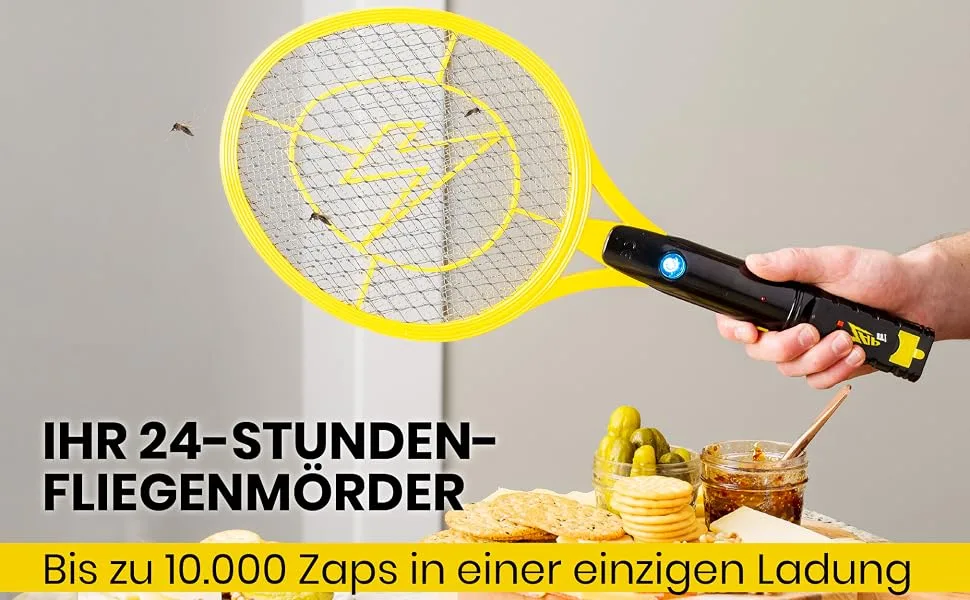 Zap it! Bug Zapper- rechargeable mosquito fly and mosquito killer bug zapper racket- 4 000 volts- USB charging superhelle LED light for zapping in the dark- safe (medium) medium- 1 pack - product information 5