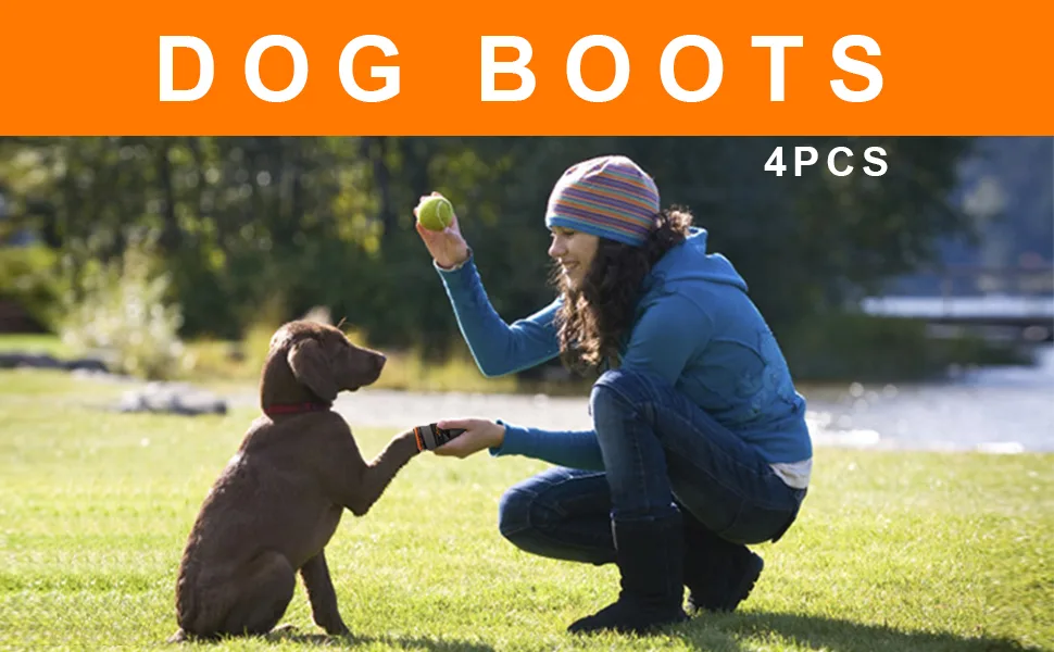 4PCs dog protection boots waterproof dog shoes with adjustable straps reflective and robust non -slip sole designed for medium and large dogs B 2 - boots