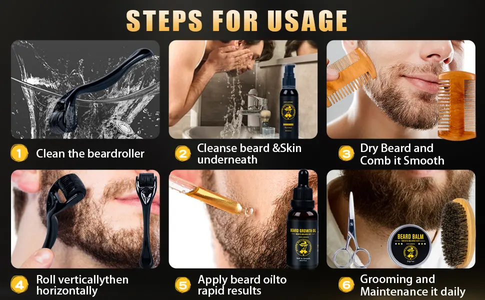 Bartset beard set for men bearded growth with bare scooter 2-pack beard growth oil beard shampoo bare rinse beard beard beard bare comb scissors gifts for him menthol - bartpflegeset männer