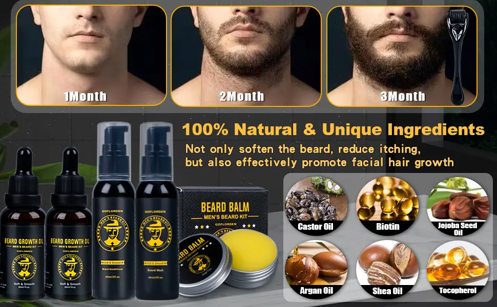 Bartset beard set for men bearded growth with bare scooter 2-pack beard growth oil beard shampoo bare rinse beard beard beard bare comb scissors gifts for him menthol - bartroller