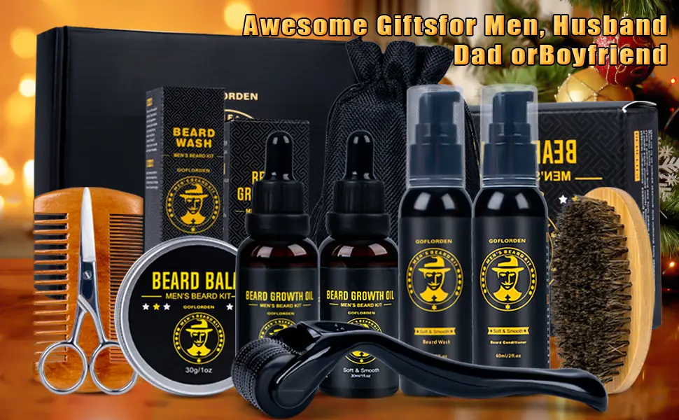 Bartset beard set for men bearded growth with bare scooter 2-pack beard growth oil beard shampoo bare rinse beard beard beard bare comb scissors gifts for him menthol - bartroller bartwuchs