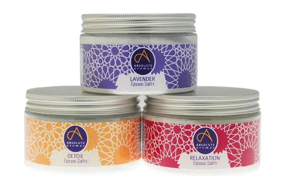 Absolute aroma relaxing bitteting salt bundle set - 3 x 300 g lavender detox 'and' relaxation ' - magnesium sulfate with 100% pure essential oils - Absolute Aroma Verkauf essentielle Öle Massageöle Raumsprays Himalaya-Salz Bittersalz Aromatherapie