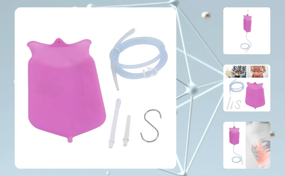 Pssopp Silicone Enema Bag Kit Professional Colon Cleansing Set Harmless for Health Care Purple - B0BC6G2FW9