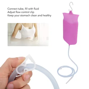 Pssopp Silicone Enema Bag Kit Professional Colon Cleansing Set Harmless for Health Care Purple - B0BC6G2FW9