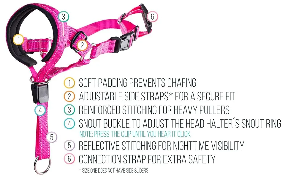Goodboy Dog Halver with Service belt - stops heavy pulling on a leash - padded halter for small medium -sized and large dogs - halter with training instructions (possibly not in size 1 (pack of 1) pink - Kragen