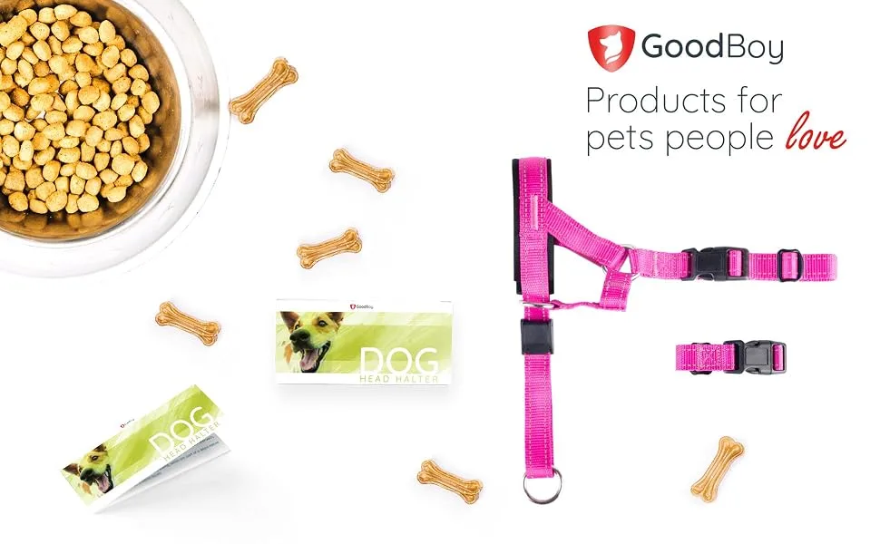 Goodboy Dog Halver with Service belt - stops heavy pulling on a leash - padded halter for small medium -sized and large dogs - halter with training instructions (possibly not in size 1 (pack of 1) pink - S Halfter