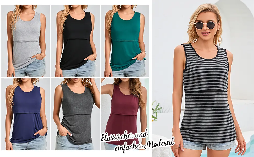 Sosolism Rayon Nursing Tank Top Breastfeeding Sleeveless Maternity Vest Maternity Clothes 3 Pack M Black/Red/Green - product information 3