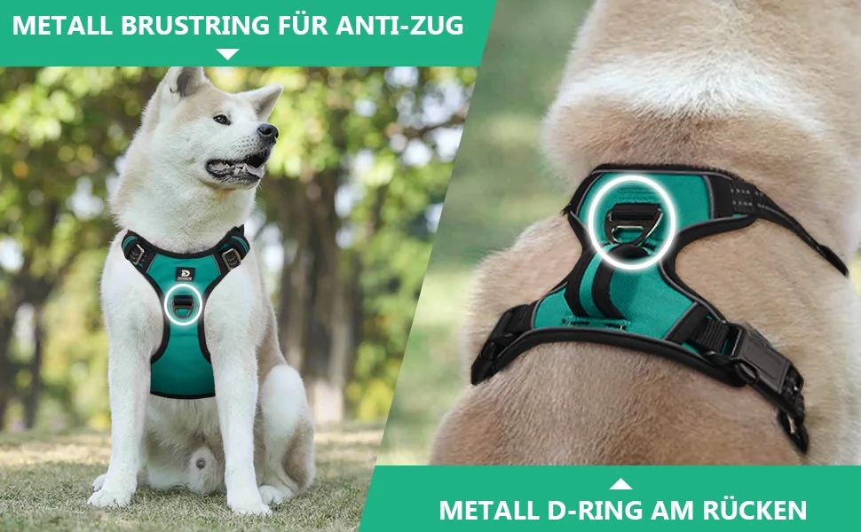 Dociote Anti Zug Dog harry Breast harness safety harness with handle and reflector strip no pull dishes for medium & large dogs m blue blue m (1 Pack) - no pull design