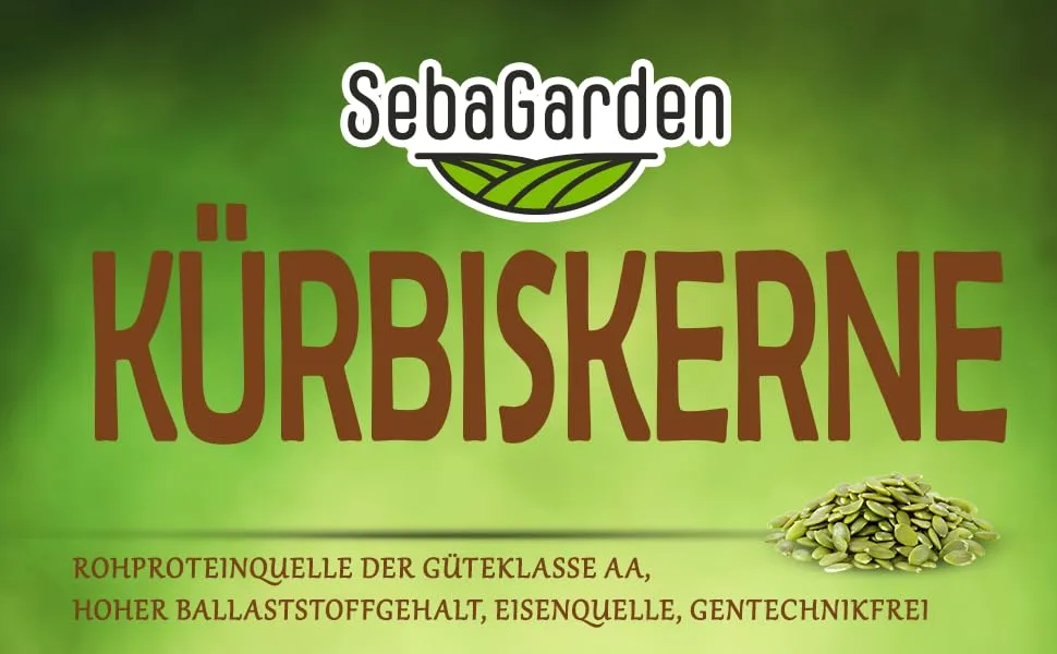 Seba Garden Pumpkin seeds 2kg quality class AA raw protein source GWS (grown without shell) high fiber content iron source genetic engineering (AA-Class) 2 kg - pumpkin seed DE 1