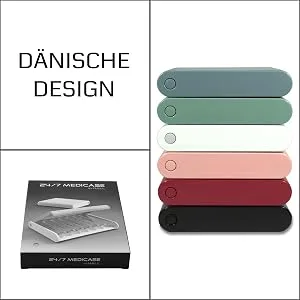 24/7 MEDICASE Danish Design Pill Box for 7 Days - For smaller pill dosages (Gray - White) - Pillendose Dänische Design