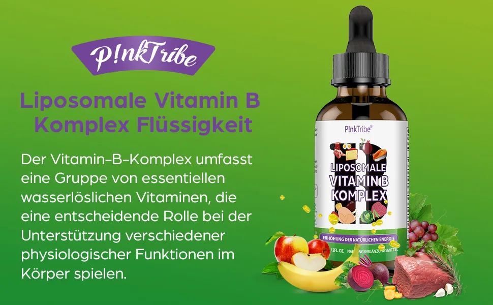 Liposomal vitamin B complex liquid - high -dose drops with all 8 B vitamins active vitamin B forms vegan no additives 60ml (3 -pack) - Vitamin B Komplex Flüssiges