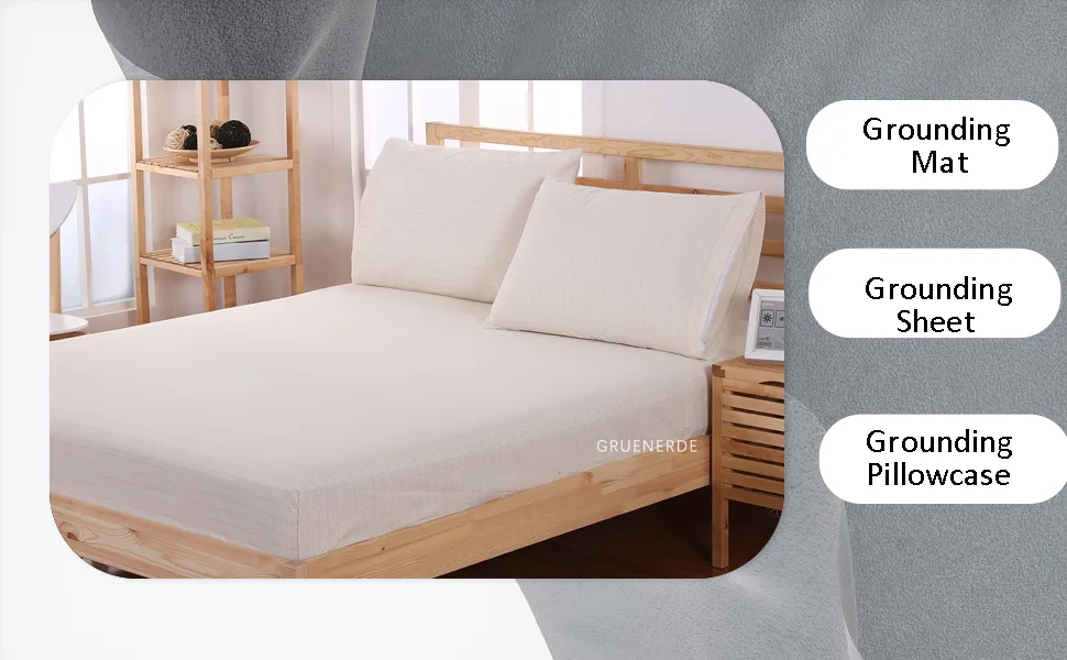 Earthing Pillowcase Grounded Pillowcase with EU Grounding Cable Earthing Product Grounding Pillowcase for Better Sleep (51X76cm) - grounding sheet