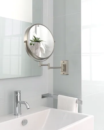 Benbilry 9" Large Size Wall Mounted Makeup Mirror with 10X Magnification, Extendable Double Sided Vanity Mirror, 360° Swivel Magnifying Bathroom Mirror with Folding Arm for Shaving Nickel - product information 3