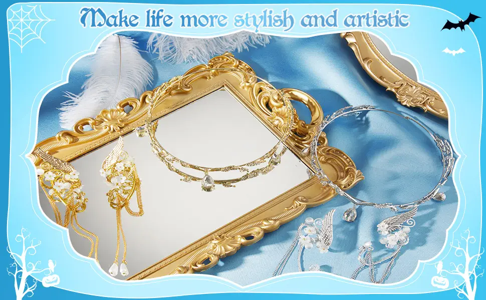 3 Pieces Rhinestone Leaf Headband and Elf Ear Cuffs Crown Headband Earrings Accessories for Cosplay Decoration Silver - product information 2
