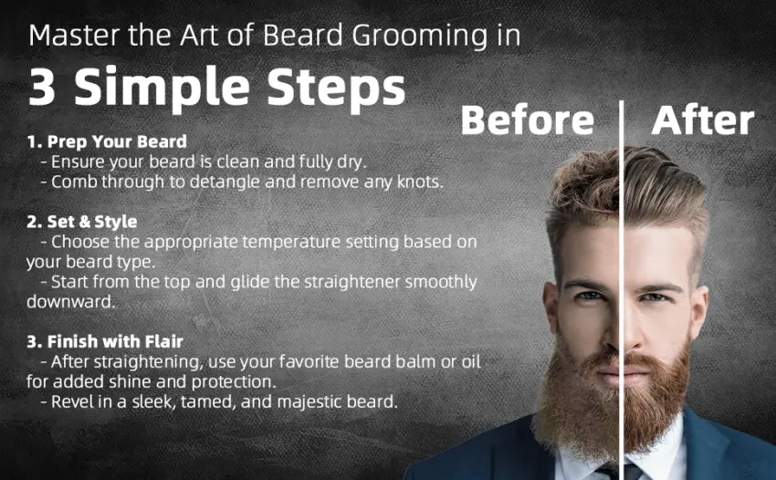 Vikicon beard gladed comb for men mini-professional hair gladder with negative ions 3-segment temperature portable and quick for beard and hair styling - product information 4
