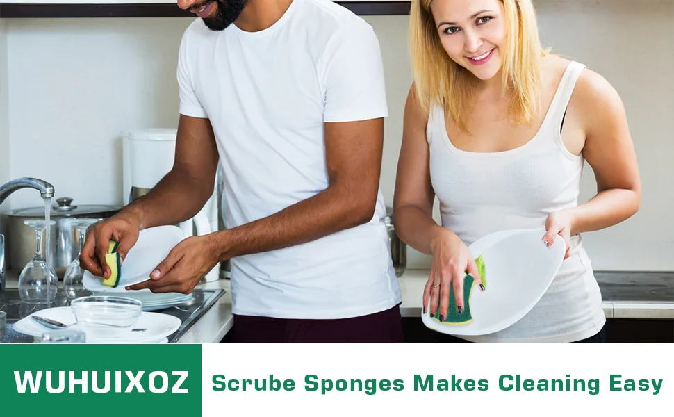Clocked sponge flush sponge kitchen sponge two -sided cleaning sponge stain remover shear sponge 96 pieces size: 11 x 7 x 3cm ... 96 pack - Easy to clean