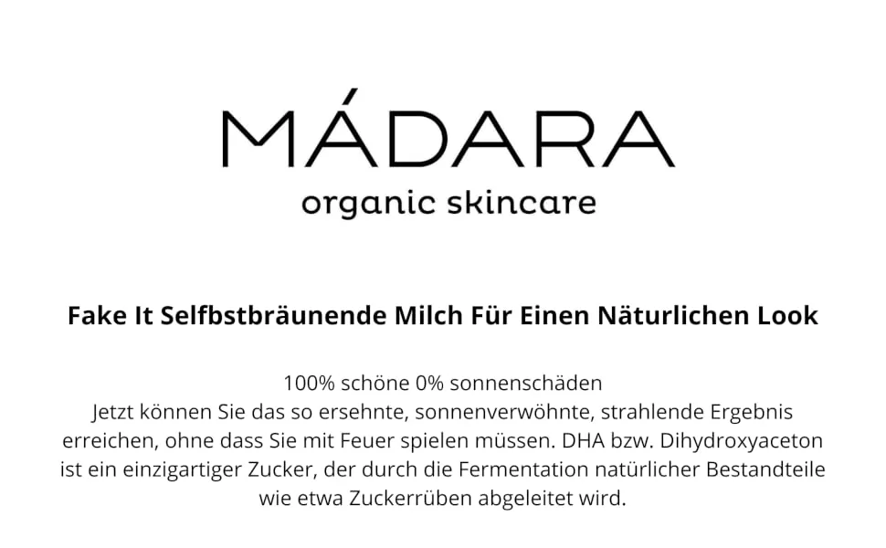 FAKE IT NATURAL LOOK SELF TAN MILK MADARA COSMETICS - product information 1