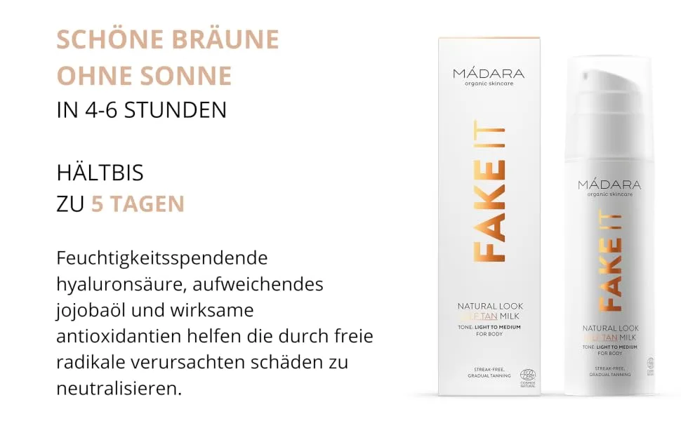 FAKE IT NATURAL LOOK SELF TAN MILK MADARA COSMETICS - product information 3