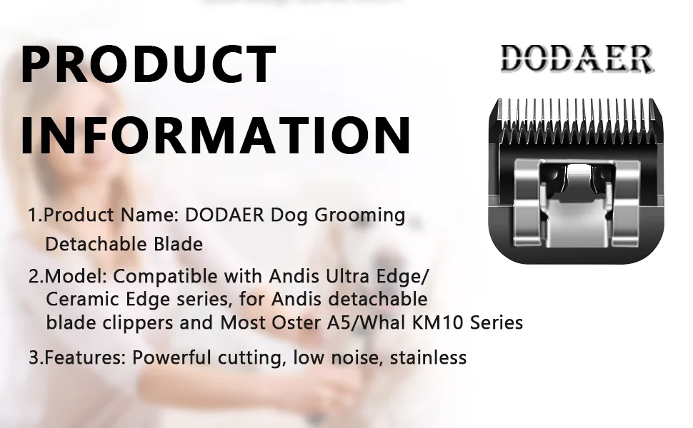 7FC/5FC/4FC Stainless Steel Dog Clipper Blades Compatible with Heiniger/Andis/Oster A5/Wahl KM10 Series 3-Pack-Black 7FC+5FC+4FC - product information 1